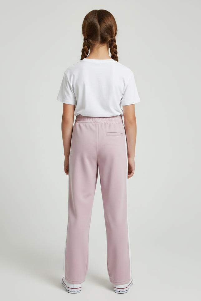 Pantalon Japonais Rose Pâle Ample Rayures Blanches - Polyester - vue 2