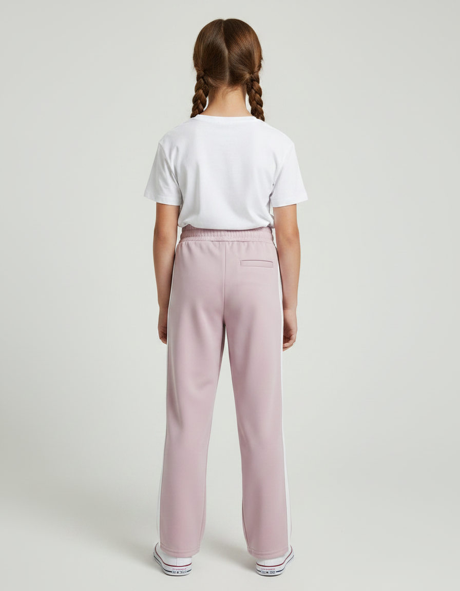Pantalon Japonais Rose Pâle Ample Rayures Blanches - Polyester - vue 2