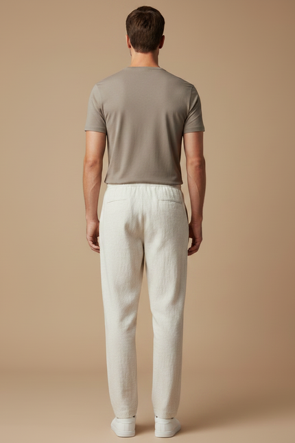 Pantalon Japonais Lin Coton Ample Beige Décontracté Homme - vue 2