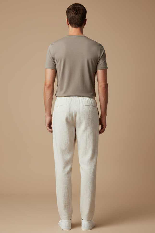 Pantalon Japonais Lin Coton Ample Beige Décontracté Homme - vue 2