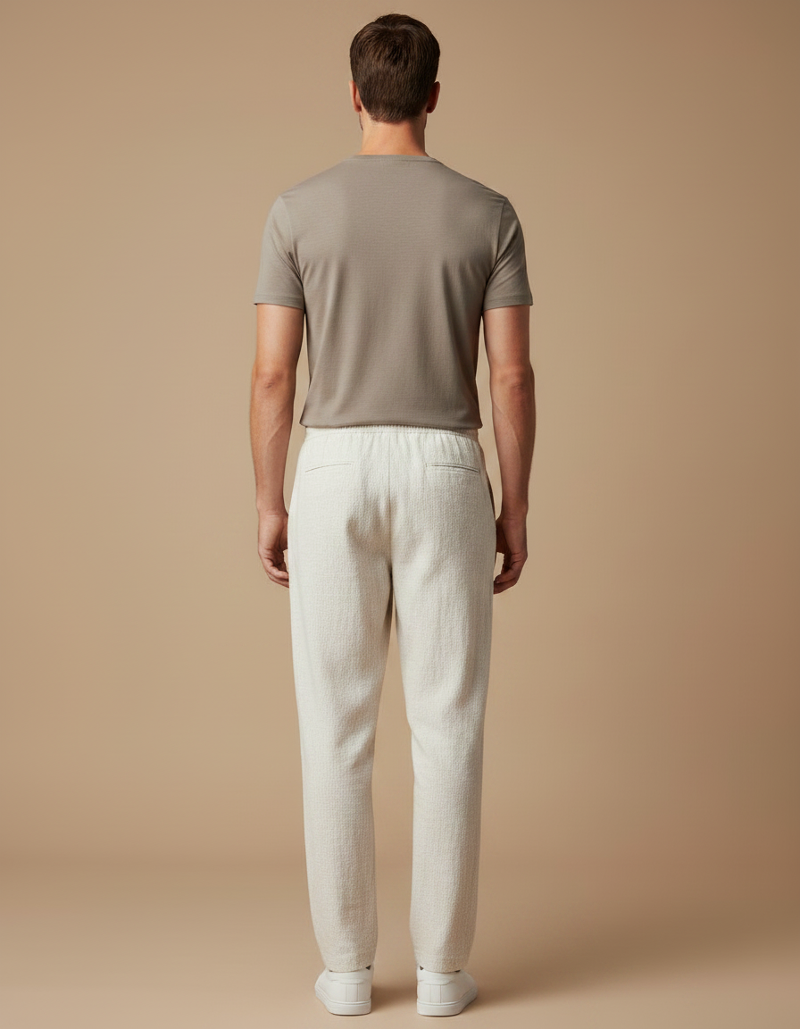 Pantalon Japonais Lin Coton Ample Beige Décontracté Homme - vue 2