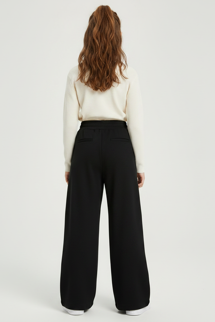 Pantalon Japonais Noir Ample Côtelé Décontracté - Molleton - vue 2