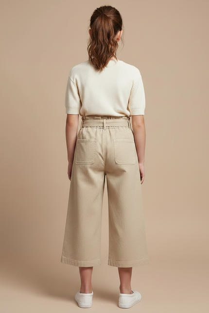 Pantalon Japonais Beige Coton Ample Culotte Enfant - vue 2