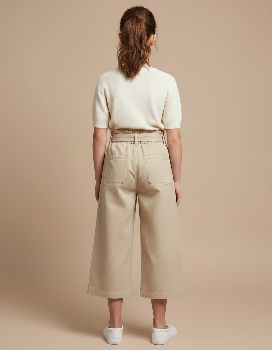 Pantalon Japonais Beige Coton Ample Culotte Enfant - vue 2