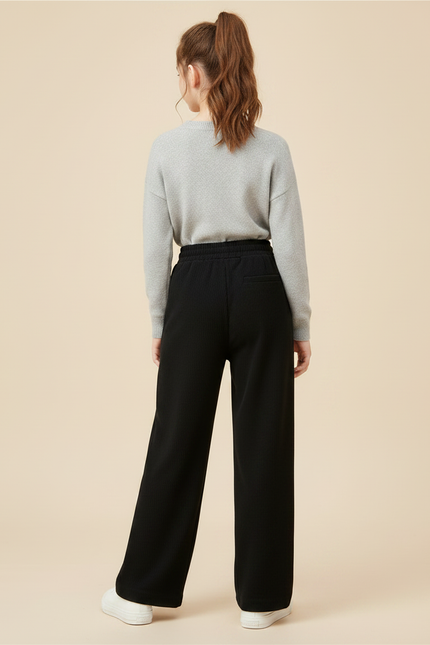 Pantalon Japonais Noir Côtelé Ample Décontracté Fille - Cordé - vue 2