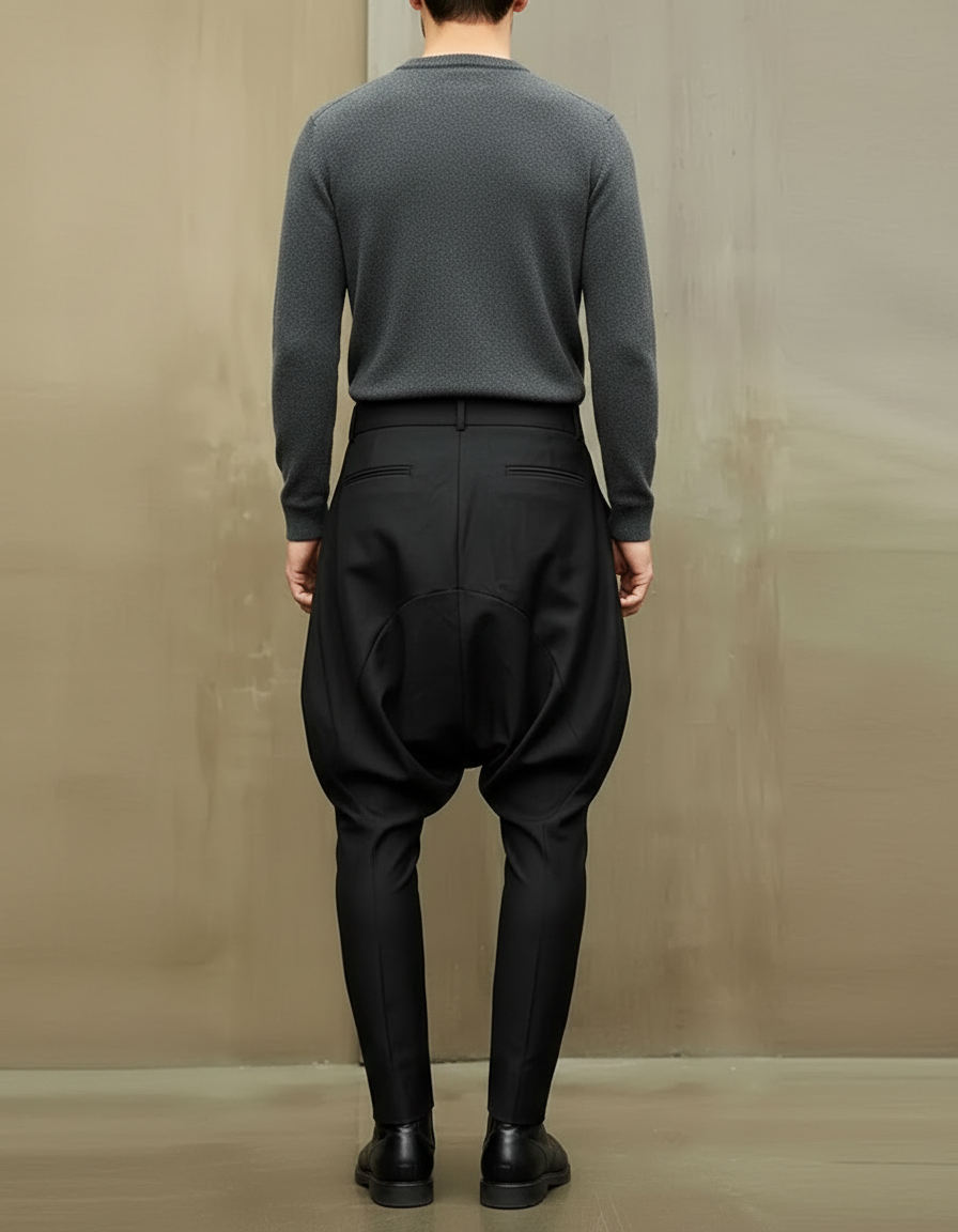 Pantalon Japonais Noir Harem Asymétrique Gothique Homme - Polyester - vue 2
