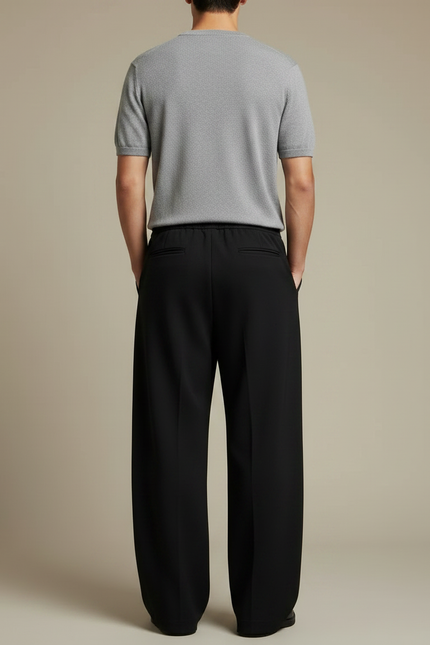 Pantalon Japonais Noir Ample Fluide Cordon Homme - Polyester - vue 2