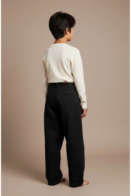 Pantalon Japonais Noir Ample Croisé Décontracté Garçon - Toile - vue 2