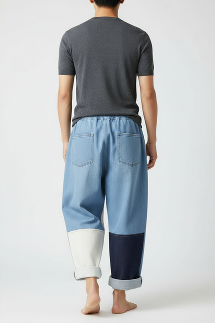 Pantalon Japonais Patchwork Denim Ample Décontracté Mixte - Multicolore Jean - vue 2