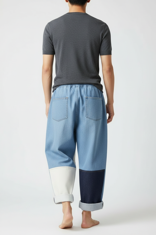 Pantalon Japonais Patchwork Denim Ample Décontracté Mixte - Multicolore Jean - vue 2