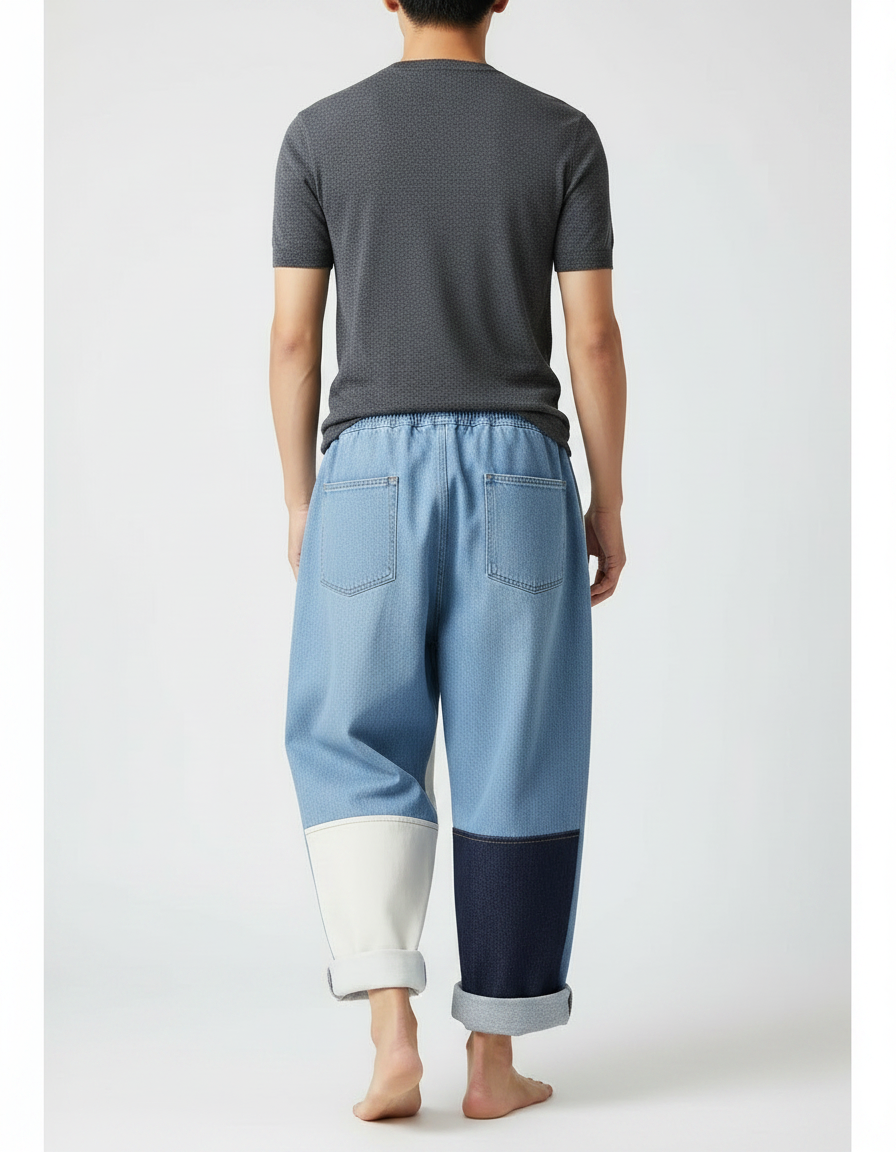 Pantalon Japonais Patchwork Denim Ample Décontracté Mixte - Multicolore Jean - vue 2