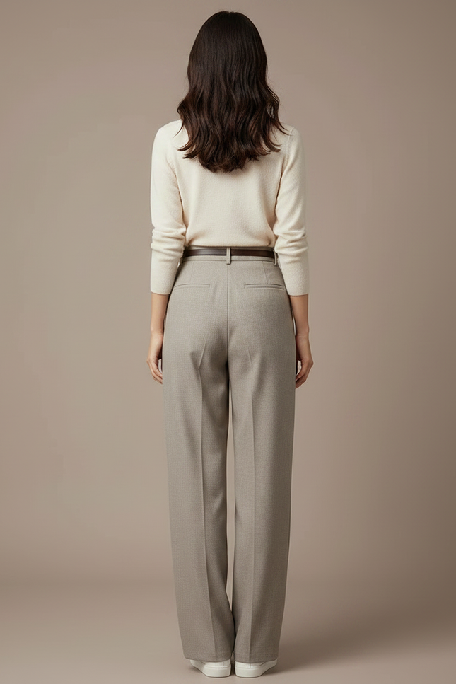 Pantalon Japonais Gris Plissé Ample Élégant Fluide - Polyester - vue 2