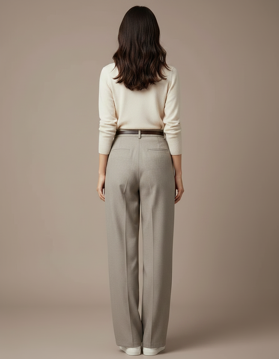 Pantalon Japonais Gris Plissé Ample Élégant Fluide - Polyester - vue 2