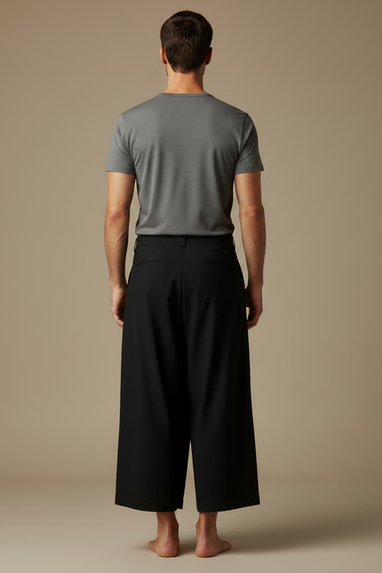 Pantalon Japonais Noir Ample Croisé Coton Homme - vue 2