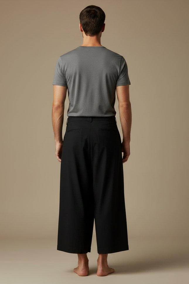 Pantalon Japonais Noir Ample Croisé Coton Homme - vue 2