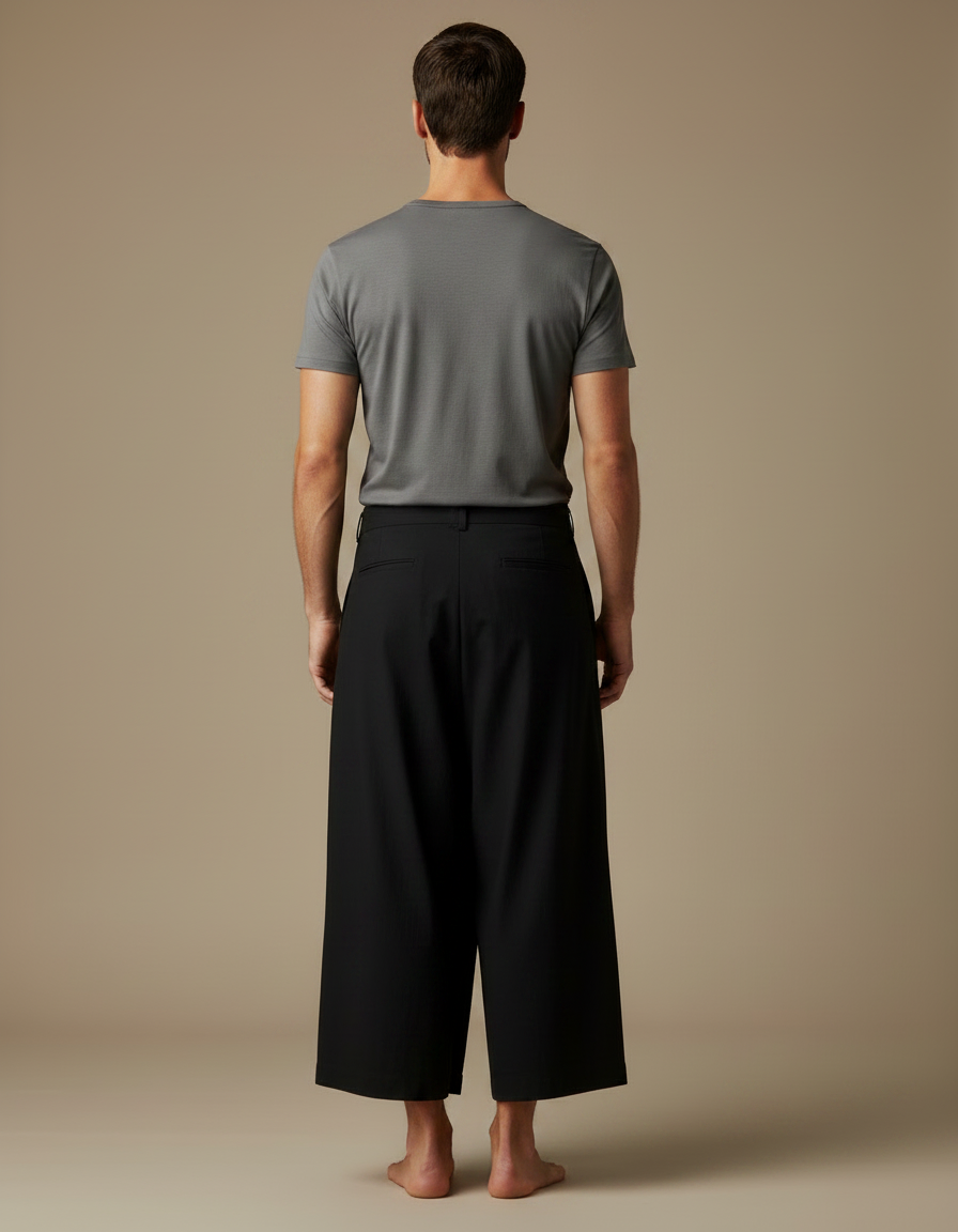 Pantalon Japonais Noir Ample Croisé Coton Homme - vue 2