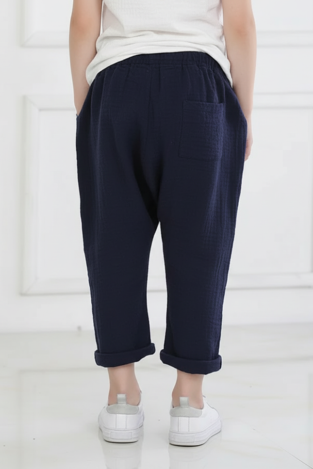 Pantalon Japonais Bleu Marine Ample Coton Enfant