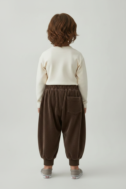 Pantalon Japonais Marron Côtelé Bouffant Confortable Enfant - Cordé - vue 2