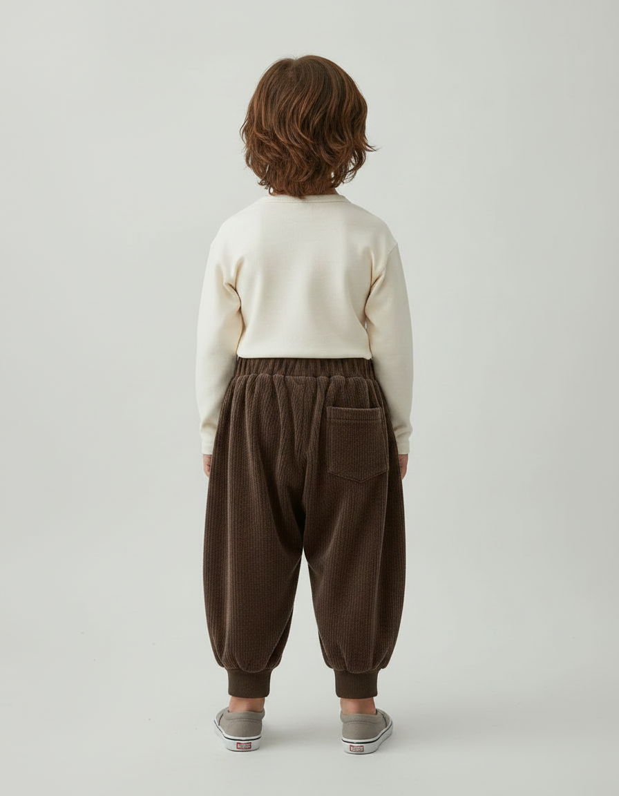 Pantalon Japonais Marron Côtelé Bouffant Confortable Enfant - Cordé - vue 2
