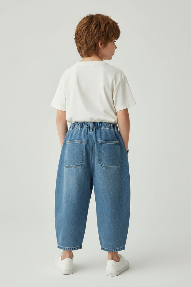 Pantalon Japonais Denim Ample Enfant Coton Décontracté - Bleu Jean - vue 2