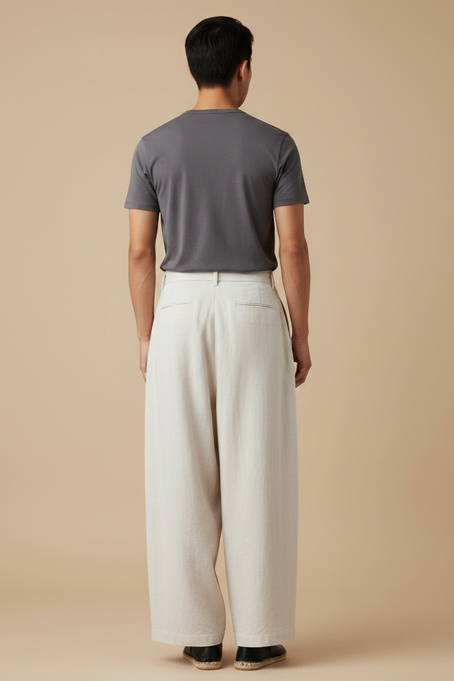 Pantalones Estilo Japones - Beige Lin - vue 2