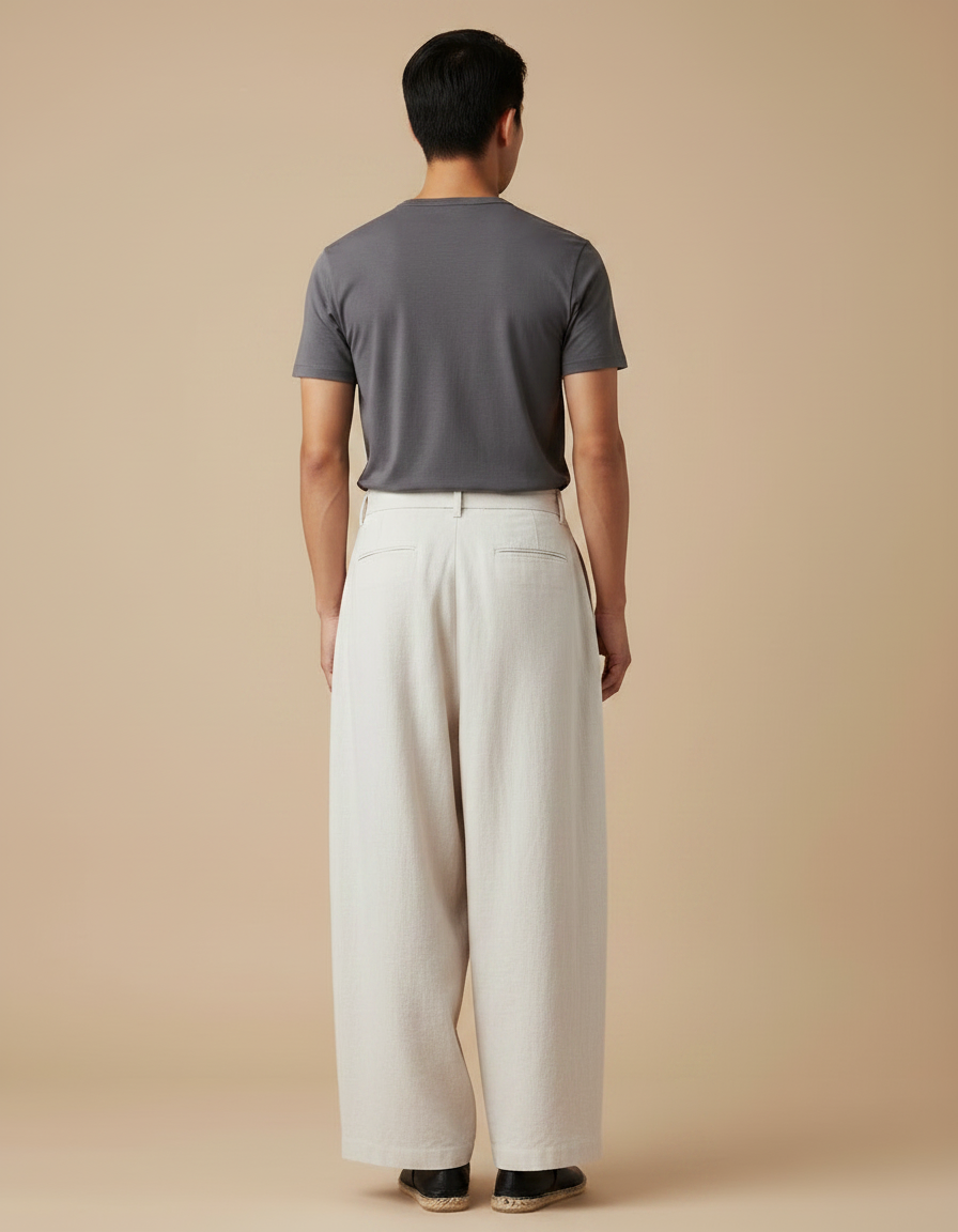 Pantalones Estilo Japones - Beige Lin - vue 2