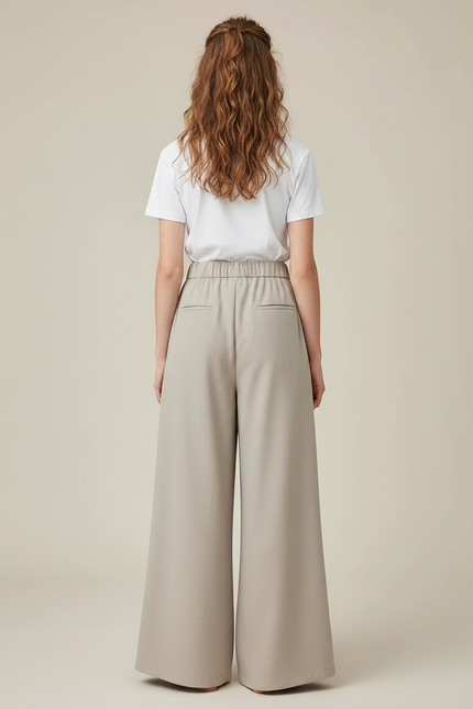 Pantalon Japonais Ample Fluide Beige Décontracté Femme - Polyester - vue 2