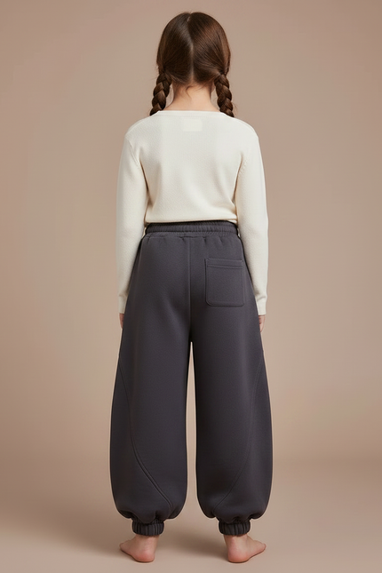 Pantalon Japonais Gris Ample Molleton Confortable Fille - vue 2