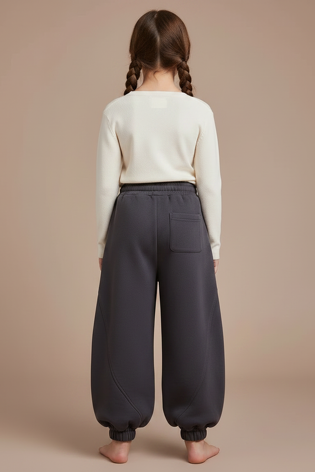 Pantalon Japonais Gris Ample Molleton Confortable Fille - vue 2