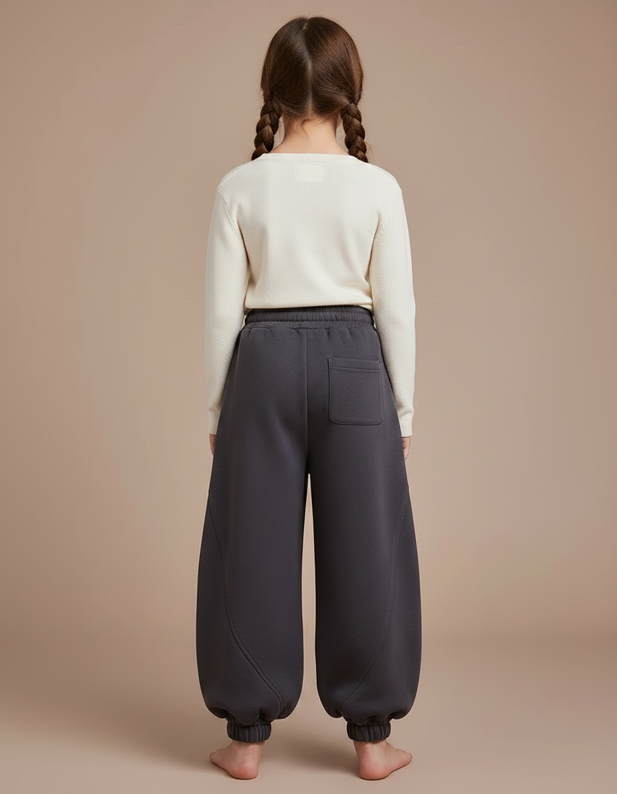 Pantalon Japonais Gris Ample Molleton Confortable Fille - vue 2