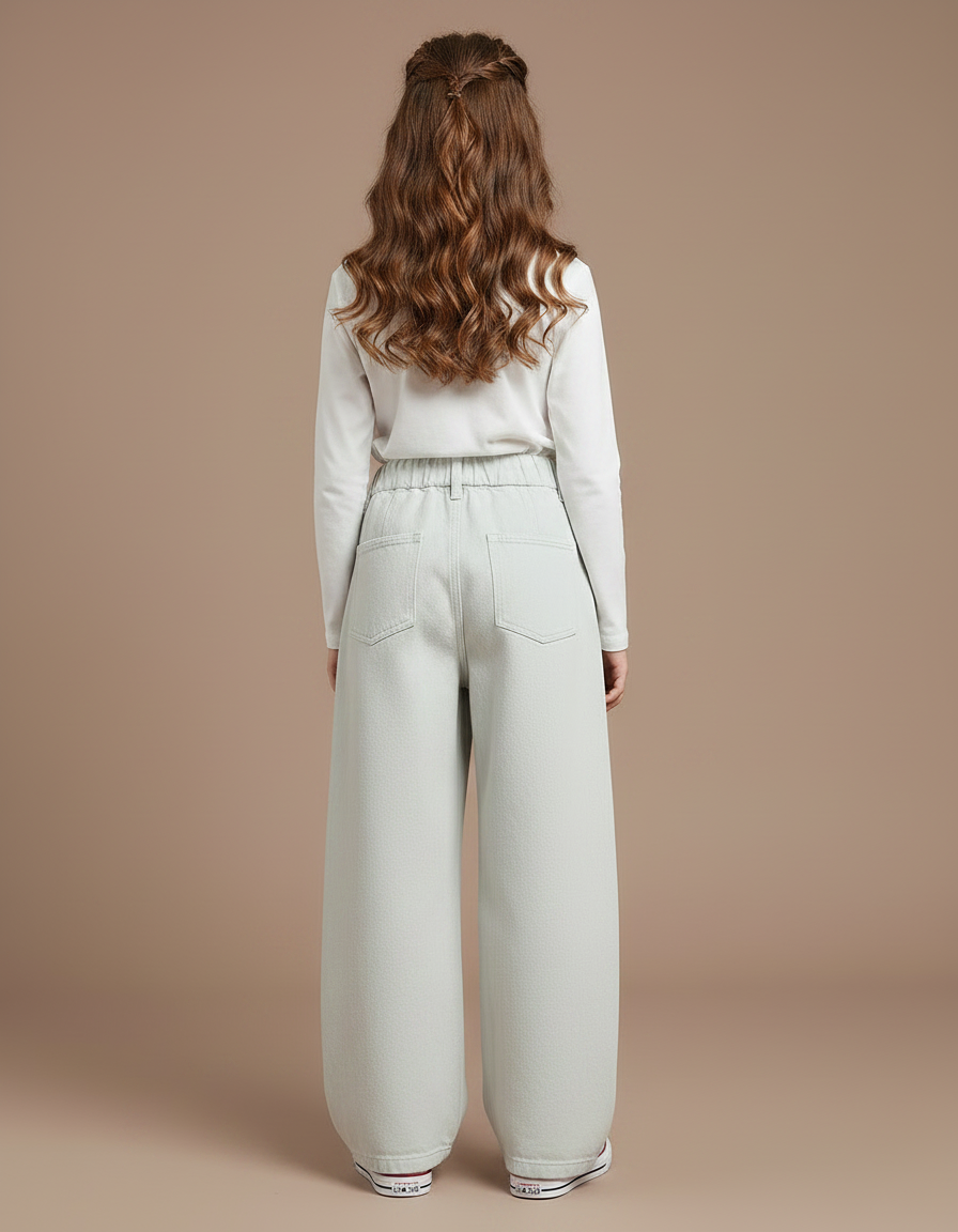 Pantalon Japonais Ample Bleu Ciel Large Fille - Jean - vue 2