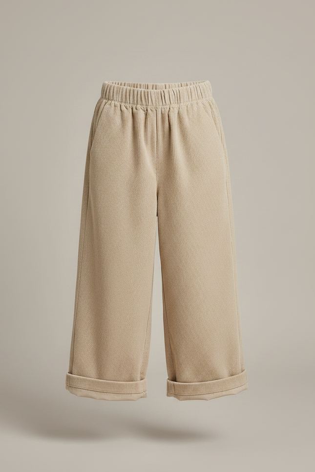 Pantalon Japonais Côtelé Beige Ample Décontracté Enfant - Cordé - vue 2