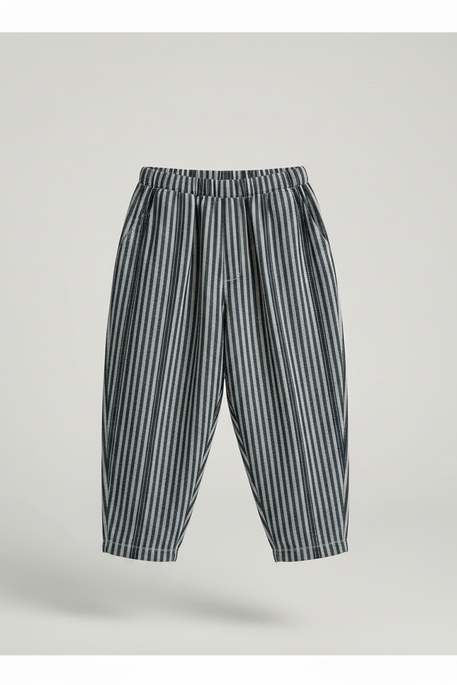 Pantalon Japonais Rayé Ample Fluide Coton Élastique Décontracté - Imprimé - vue 3