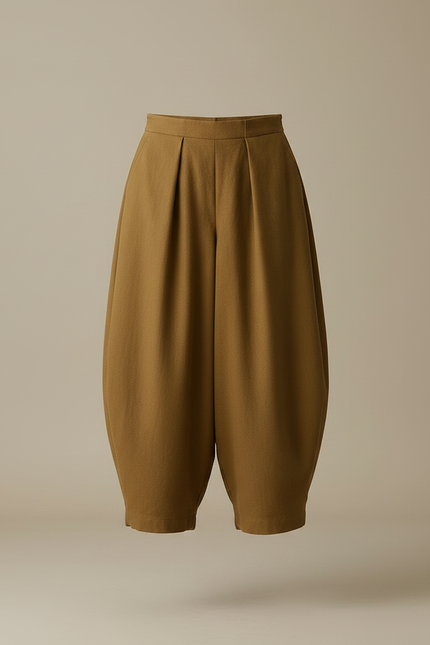 Pantalon Japonais Marron Ample Coton Décontracté Harem - Kaki - vue 3