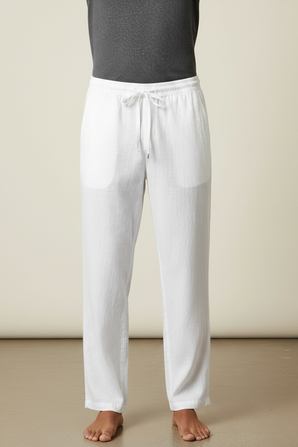 Pantalon Japonais Blanc Lin Ample Décontracté Léger - vue 3