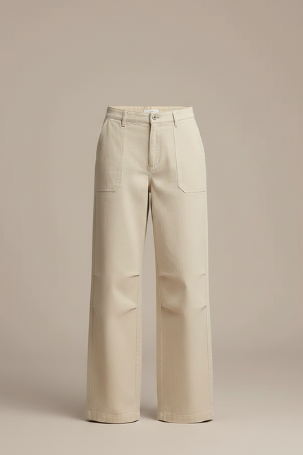 Pantalon Japonais Beige Ample Coton Décontracté Femme - Toile - vue 3