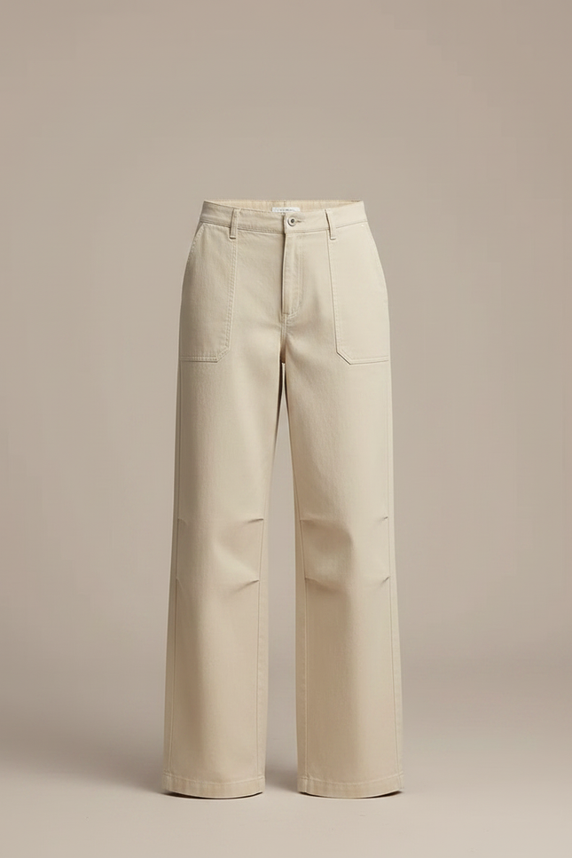 Pantalon Japonais Beige Ample Coton Décontracté Femme - Toile - vue 3