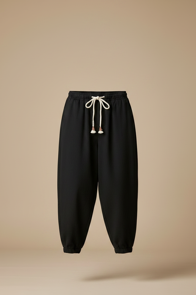 Pantalon Japonais Noir Ample Laine Chaud Homme - vue 3