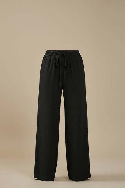 Pantalon Japonais Femme Noir Ample Lin - vue 3