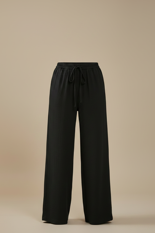 Pantalon Japonais Femme Noir Ample Lin - vue 3
