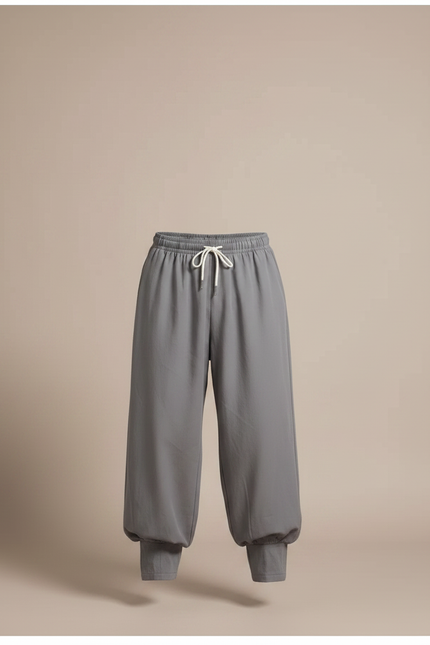 Pantalon Japonais Gris Ample Coton Fluide Homme - vue 3