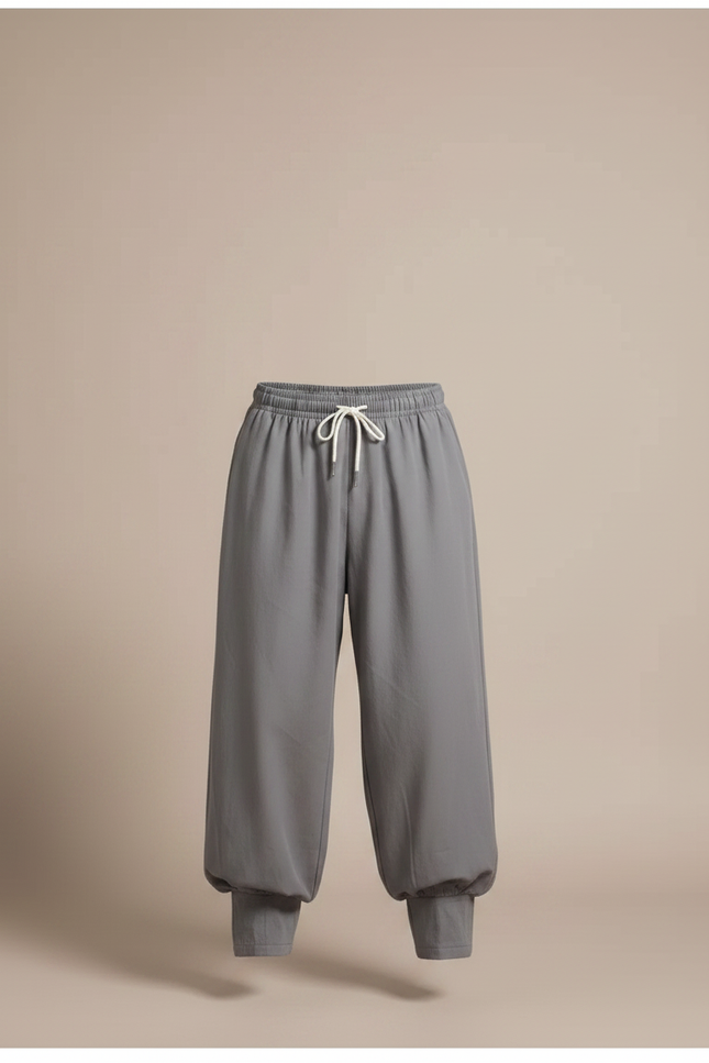 Pantalon Japonais Gris Ample Coton Fluide Homme - vue 3