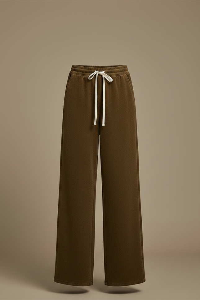 Pantalon Japonais Velours Côtelé Marron Ample Fluide Décontracté - Kaki - vue 3