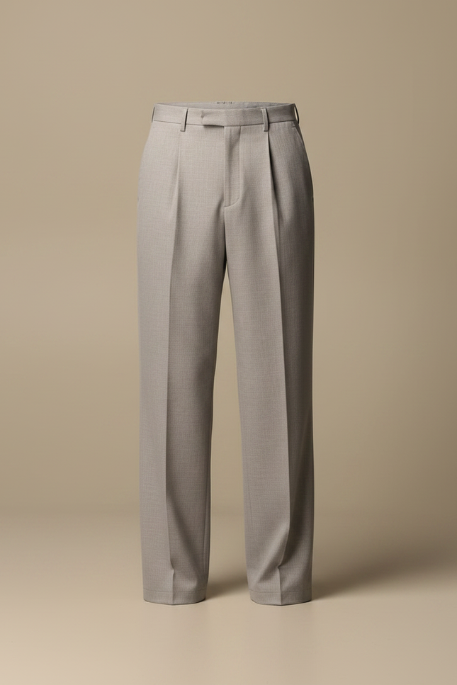 Pantalon Japonais Gris Droit Ample Élégant Homme - Gabardine - vue 3