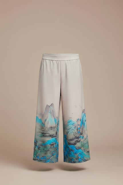 Pantalon Japonais Ample Montagnes Bleues Fluide Enfant - Multicolore Polyester - vue 3