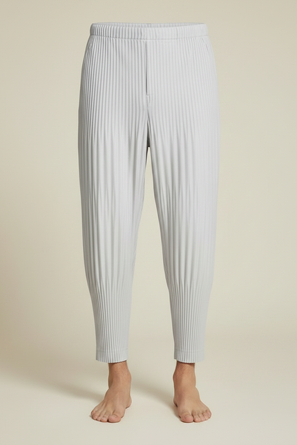 Pantalon Japonais Plissé Gris Ample Décontracté Fluide - Polyester - vue 3