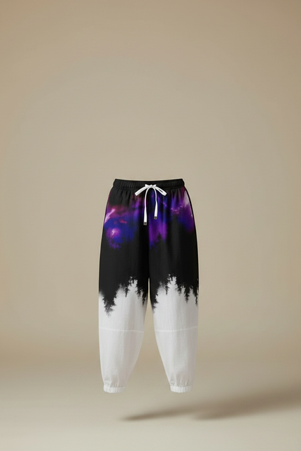 Pantalon Japonais Noir Blanc Imprimé Arbres Fluide Femme - Multicolore Viscose - vue 3