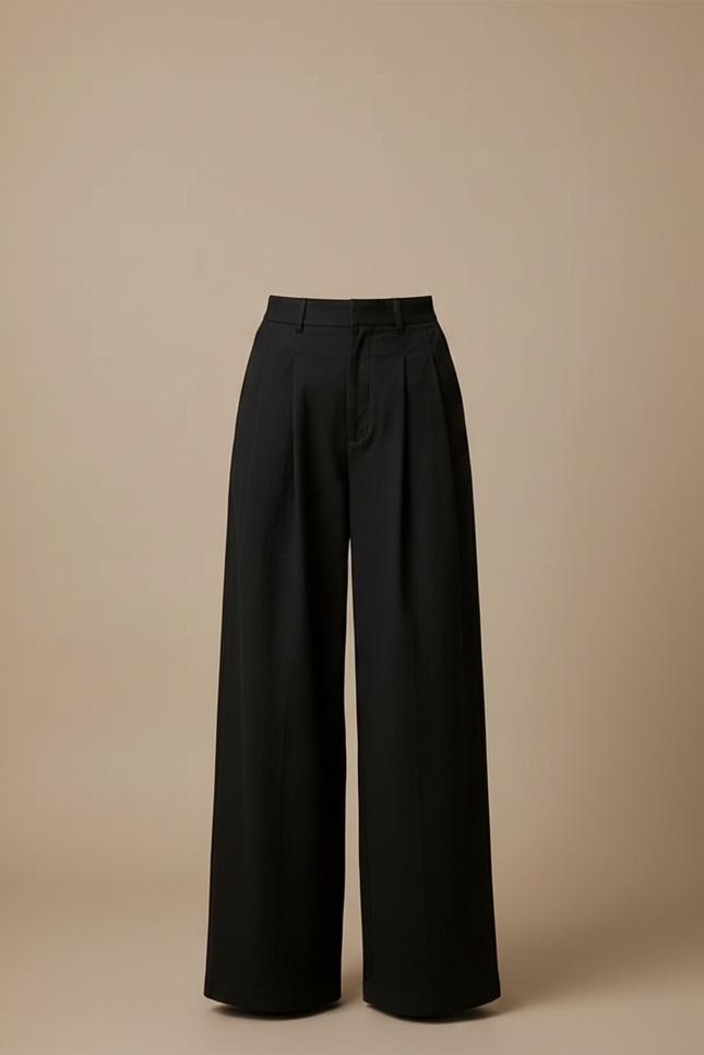Pantalon Japonais Noir Fluide Ample Plissé Décontracté - Polyester - vue 3