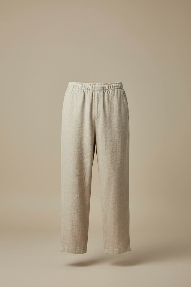 Pantalon Japonais Beige Ample Lin Décontracté Homme - vue 3
