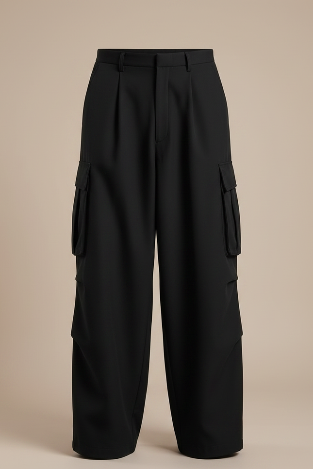 Pantalon Japonais Cargo Noir Ample Homme Décontracté - Gabardine - vue 3